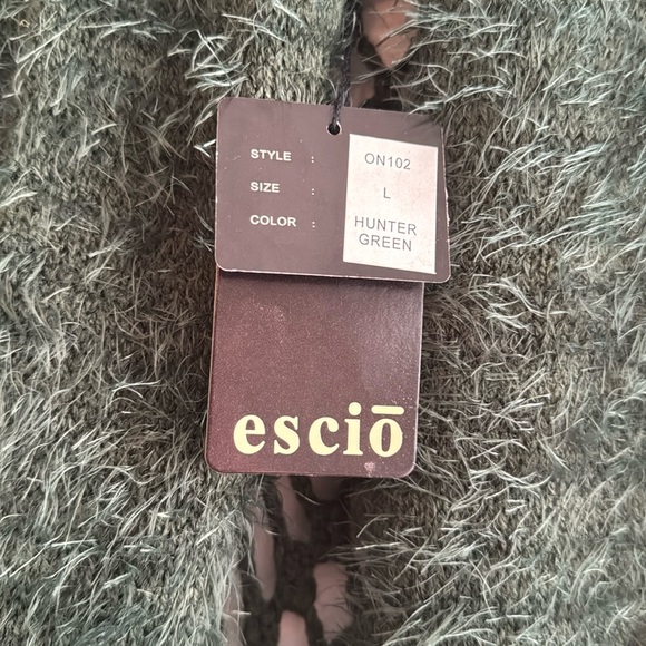 NWT | ESCIŌ | YARN | LONG SLEEVELESS CARDIGAN | FUZZY | HUNTER GREEN | LARGE - Picture 8 of 8